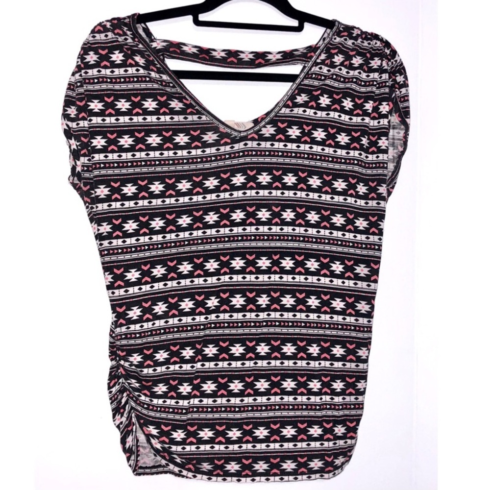 Black and Pink Aztec Print Top